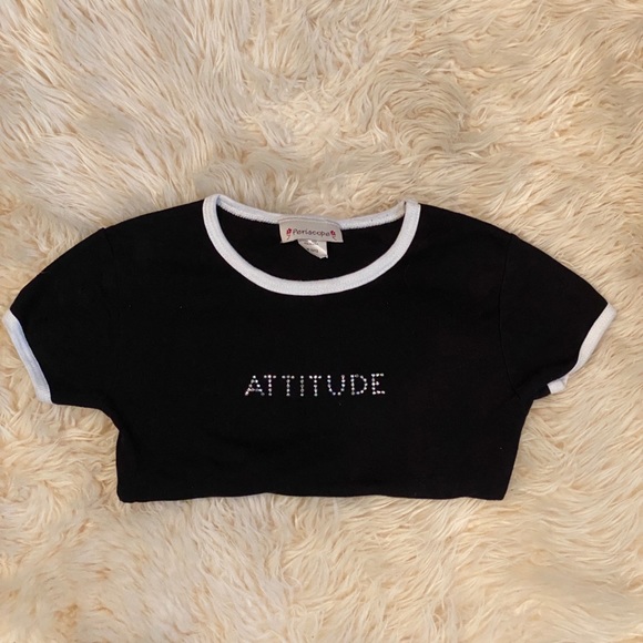 Black top with rhinestone attitude on the front. - Picture 2 of 2